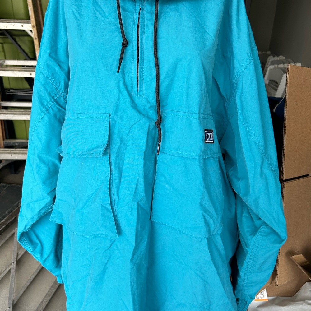 Obey Worldwide Big Pocket Reflective back raincoat like jacket size XXL men